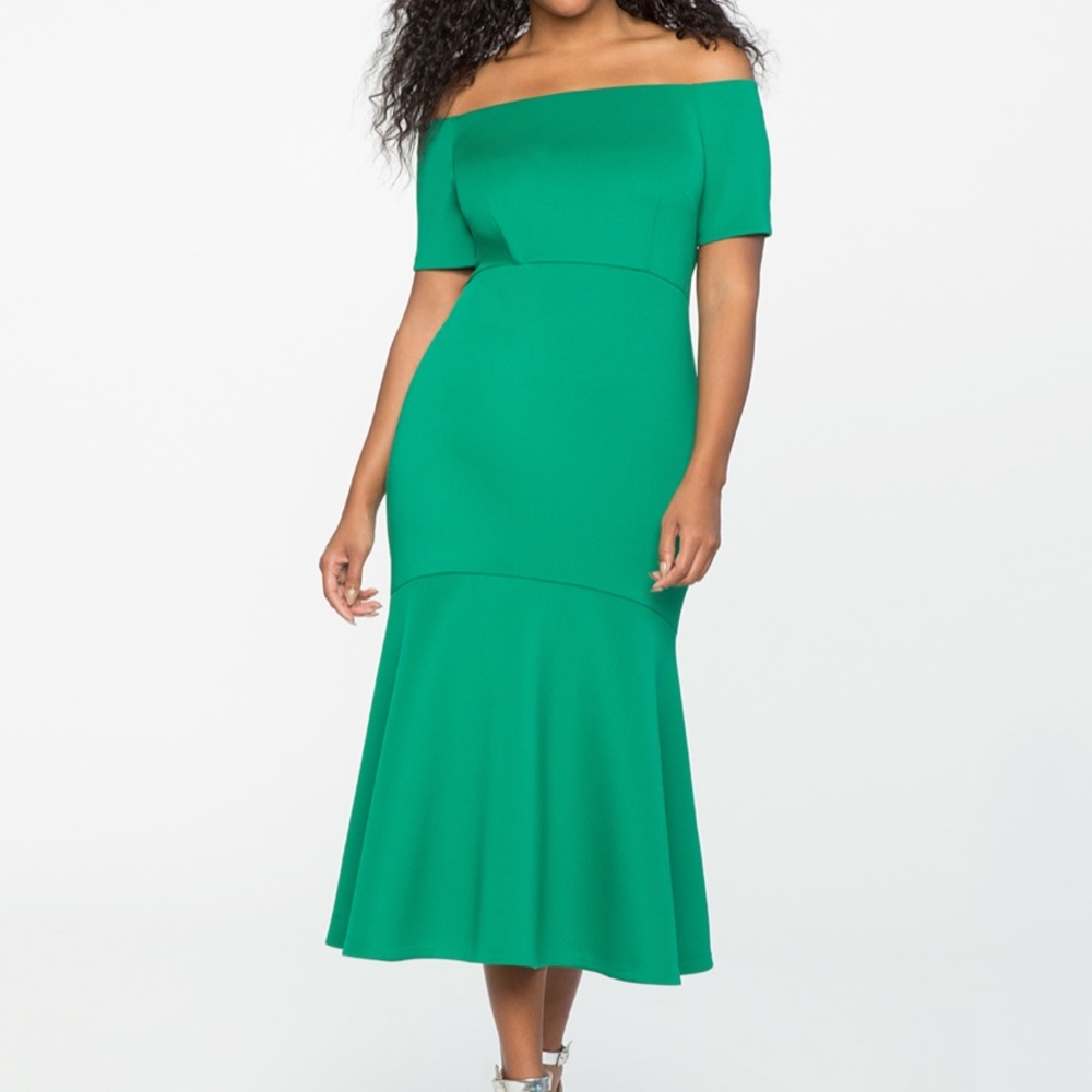 Eloquii green Off the Shoulder Trumpet Gown size 24